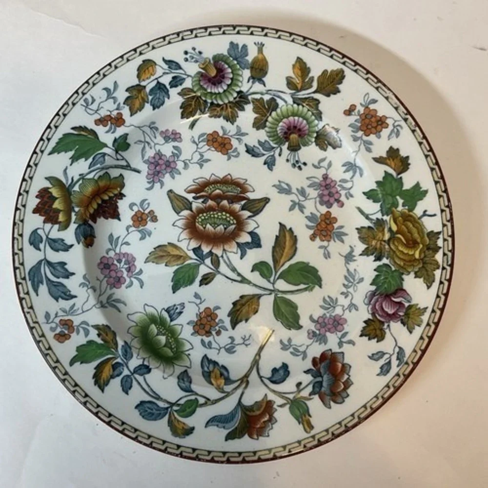 VTG‎ Wedgwood Tonquin Round Polychrome Floral Rare Early Antique Plate 10